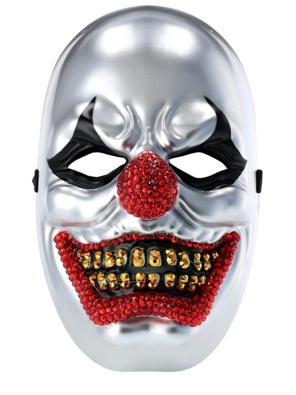 Fun World Big Top Bling Clown Mask Silver & Red